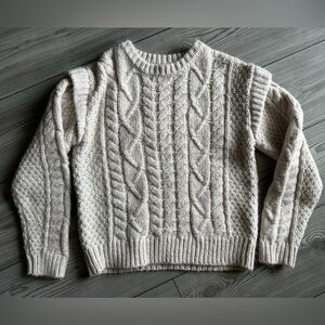 Blu Pepper Cream Cable Knit Sweater